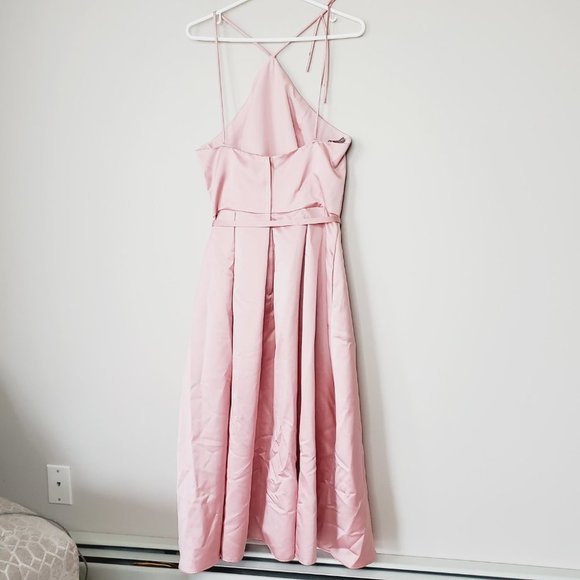 GATHER & GOWN Pink Satin Bridesmaid Formal A-Line Dress - Picture 8 of 15